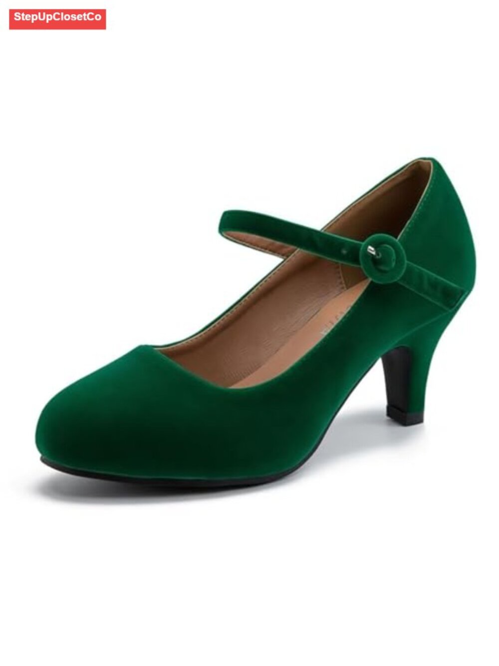 Mary Jane Pumps Kitten Heel Closed Round Toe Ankle Strap Office Work Church